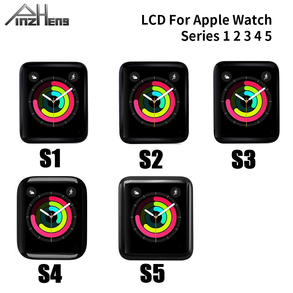 Экран PINZHENG LCD для Apple Watch серии 1,2,3,4,5,6, с сенсорной панелью и заменой дисплея для 38мм, 40мм, 42мм, 44мм.