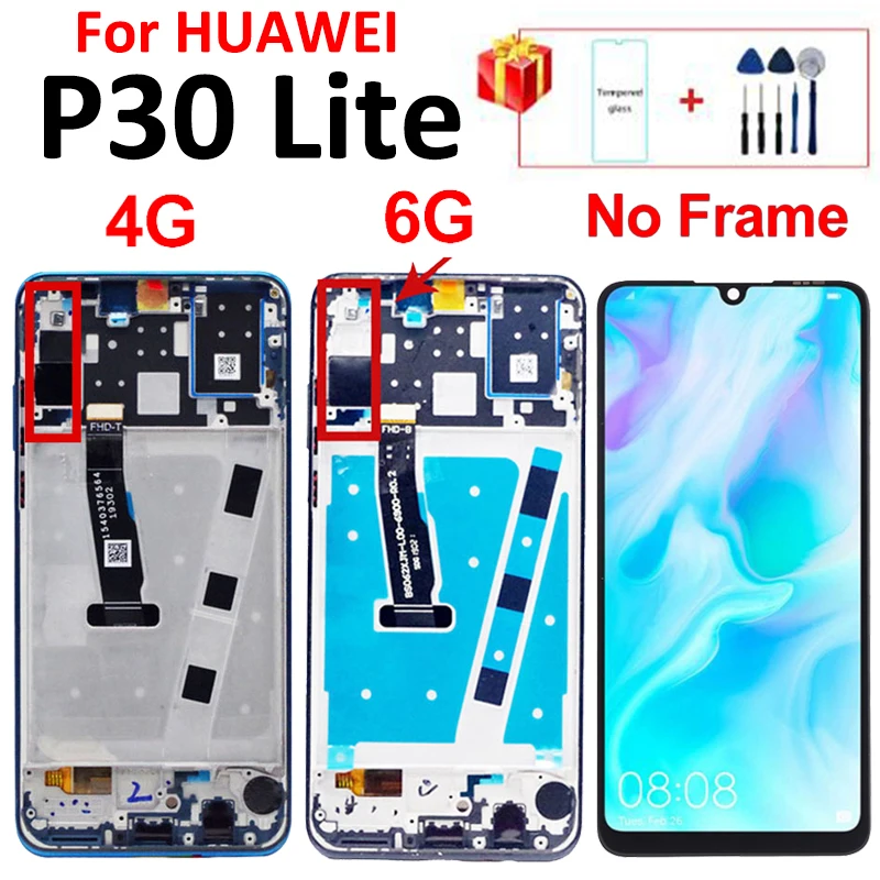 Оригинальный сенсорный ЖК-дисплей для Huawei P30 Lite Nova 4e 6 15 дюйма с рамкой сменный