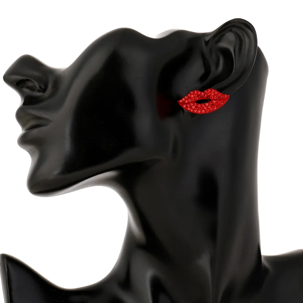 Эффектные акриловые серьги в европейском и американском стиле с красными губами