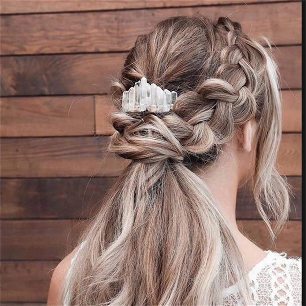 Изысканная Корона Стрекозы с кварцевым кристаллом ауры Натуральный