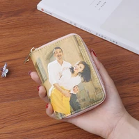 free print two pictures short credit card holder wallet zipper women men gift for her mother personalized custom photos gifts