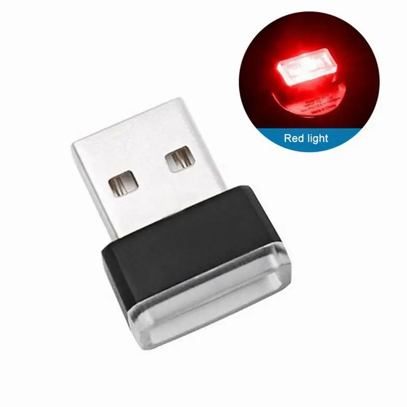 Red 1 шт. мини-светодиод машины светильник лампа авто Интерьер USB атмосферный свет Plug And Play Декор лампа аварийный светильник ing Pc автомобильные аксессуары - Испускаемый цвет: Red