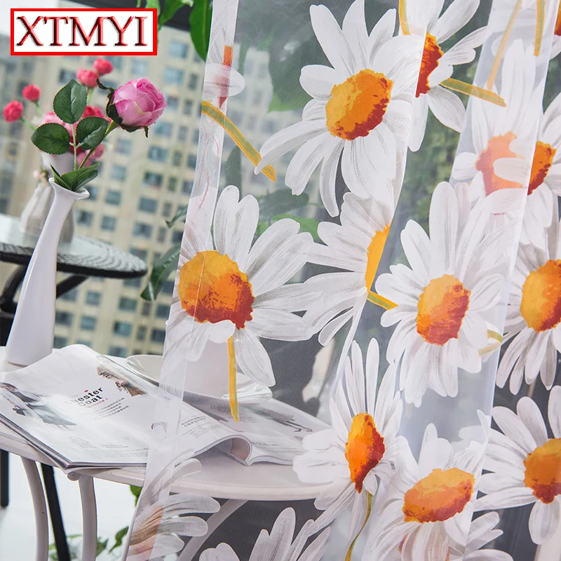 Современные тюлевые шторы для гостиной, шторы для спальни, кухни, желтая Цветочная оконная занавеска, драпировка