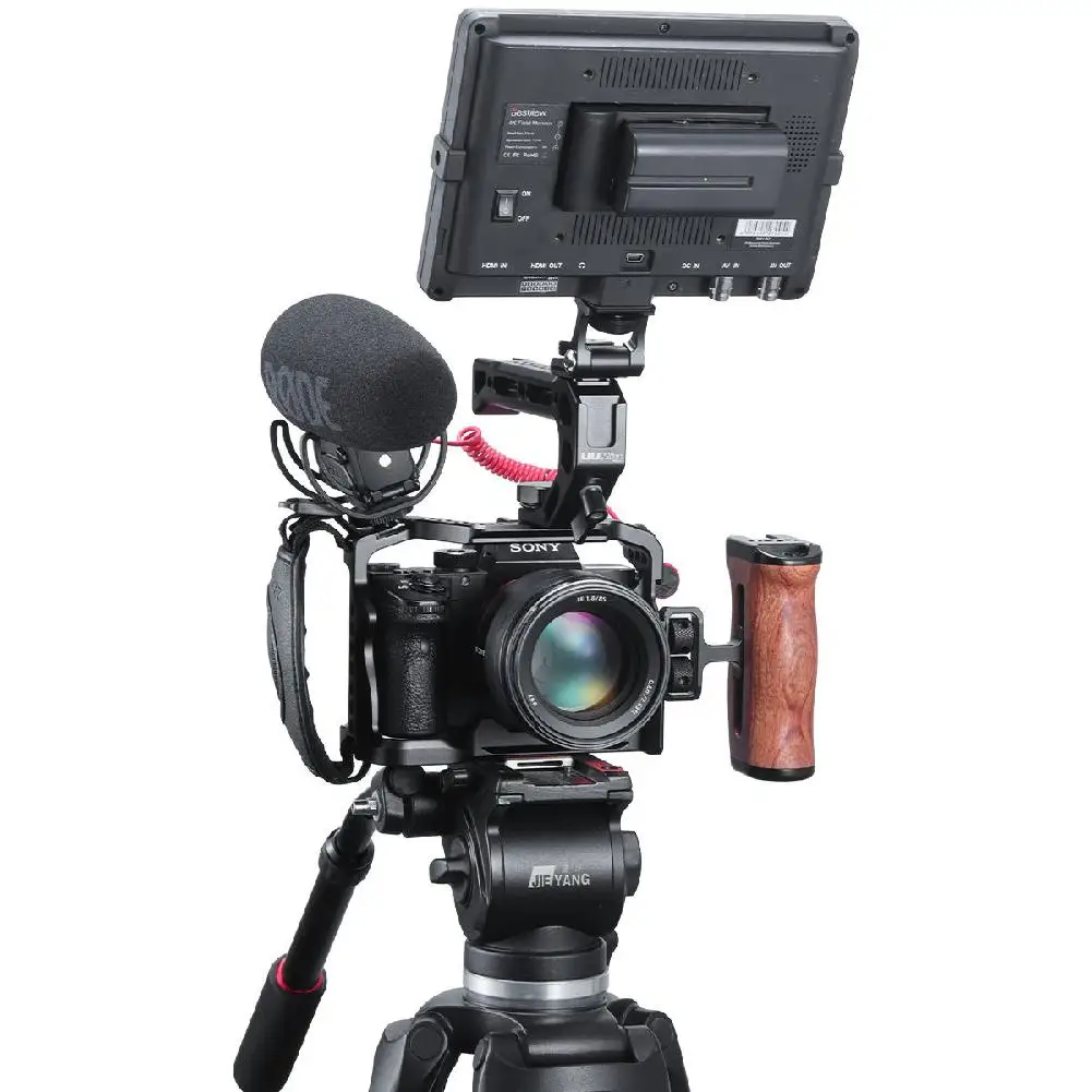 

DSLR Camera Cage Video Film Movie Making Stabilizer 1/4" Screw with Cold Shoe Mount for Sony A7III Camera Expansion Bracket