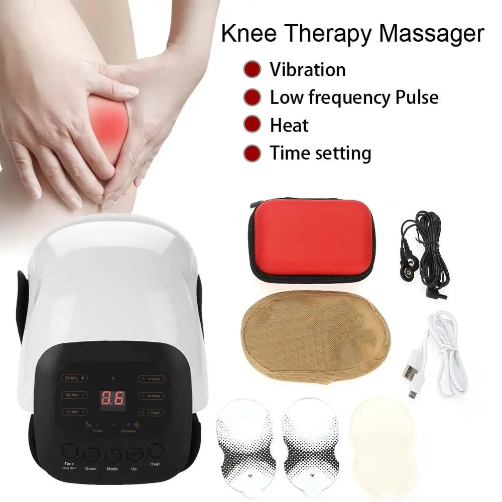 

USB Knee Massager Vibration Pulse Heat Therapy Heating Timing Knee Pad Rheumatoid Arthritis Treatment Care Massage Unisex Single