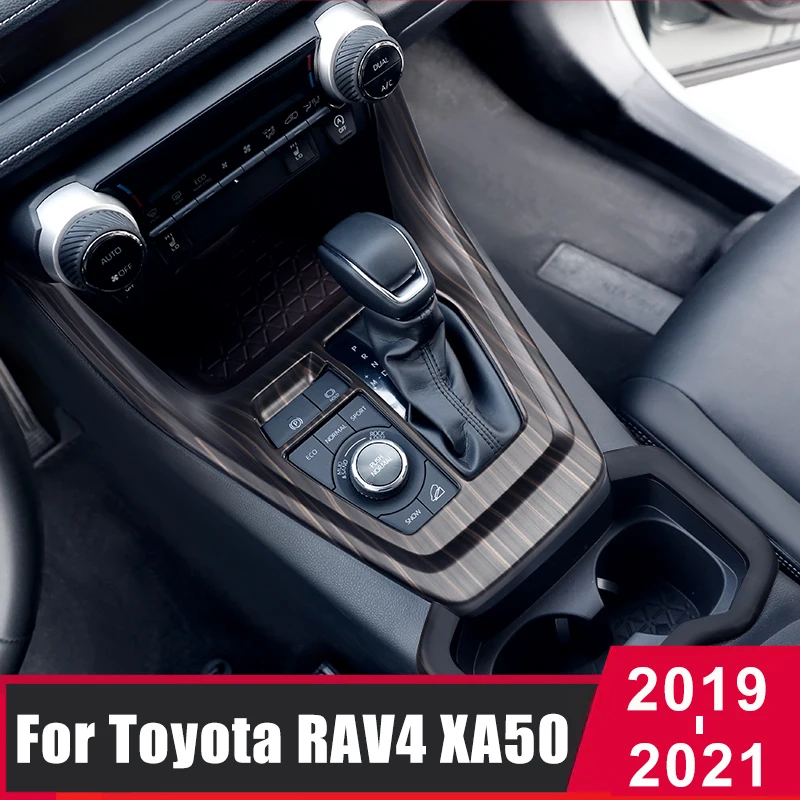 

ABS Wood Grain Car Gearshift Shift Gear Panel Frame Cover Trim Bezel Sticker For Toyota RAV4 RAV 4 2019 2020 2021 Accessories