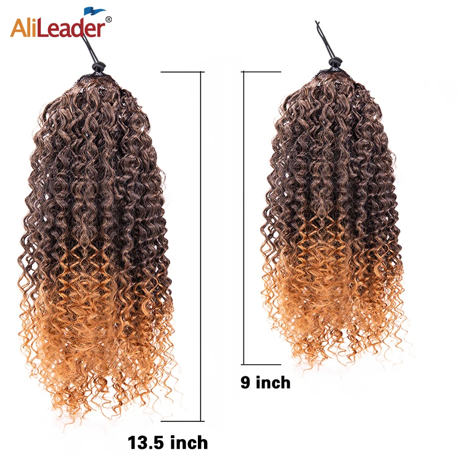 Alileader Synthetic Afro Curly Wrap Around Ponytail Extension 8 inch Short Extension For Women Puff Ponytail Hairpieces