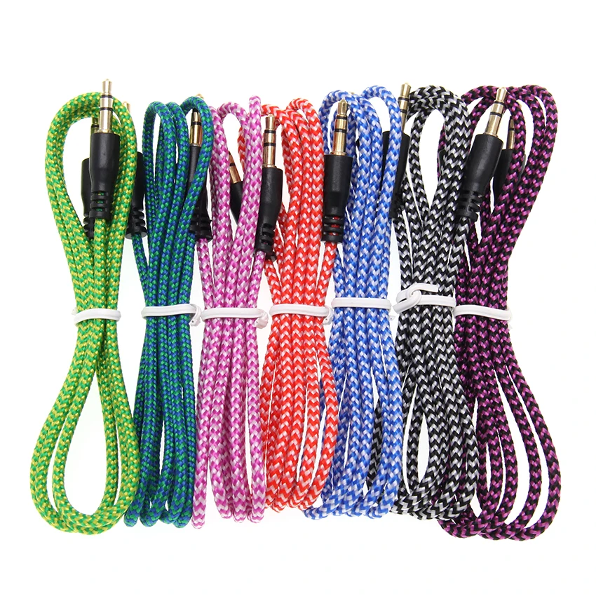 

Audio Cable 3.5mm Braided Cable Fit for Telecisions Computers Male to Male Audio Cable Cord stereo Free Shipping 100pcs/lot