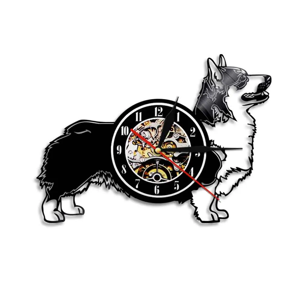 

Cardigan Welsh Corgi Dog Wall Clock Modern Design Puppy Animal Pet Vinyl Record Wall Clock Dog Breed Art Decorative Clock Decor