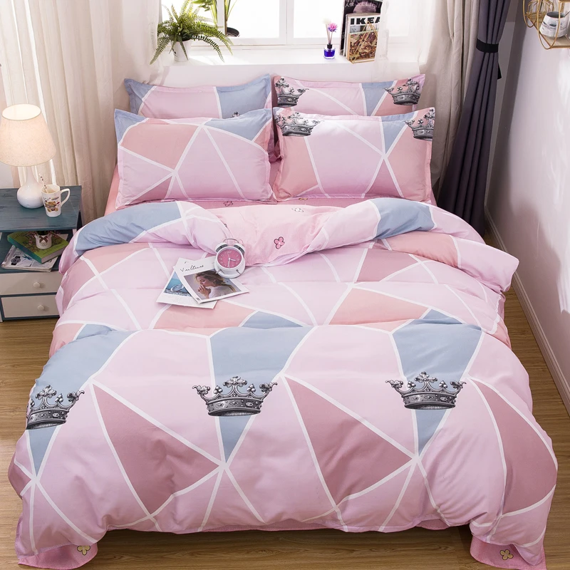 

Crown For Girls Bedding Set Simple Duvet Cover Set Pillowcase Home Textile 2/3pcs Bed Linen King Queen Size Dropship