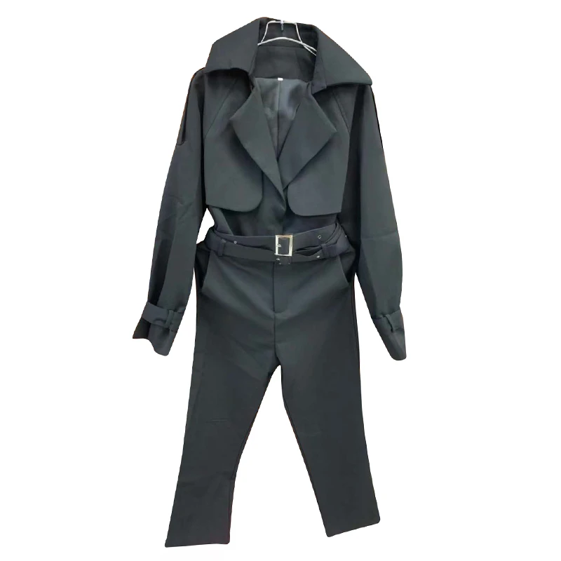 Женские брюки набор высокая уличная короткая куртка пальто и с высокой талией