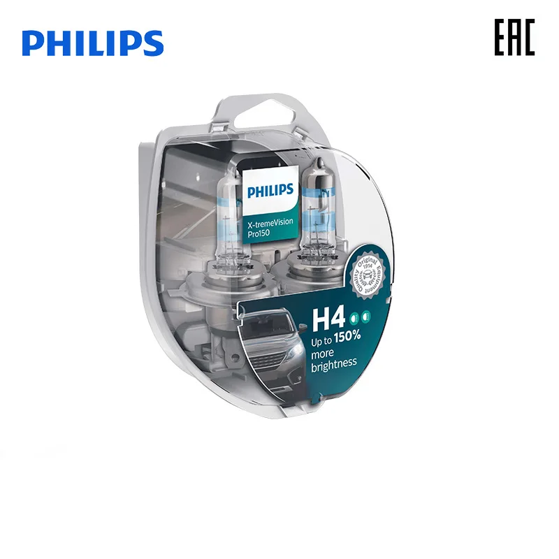 Галогенная лампа H4 PHILIPS X-treme Vision Pro150 (+150% видимости) 12V- 60/55W 3600K (уп.2шт.) 12342XVPS2 - изображение