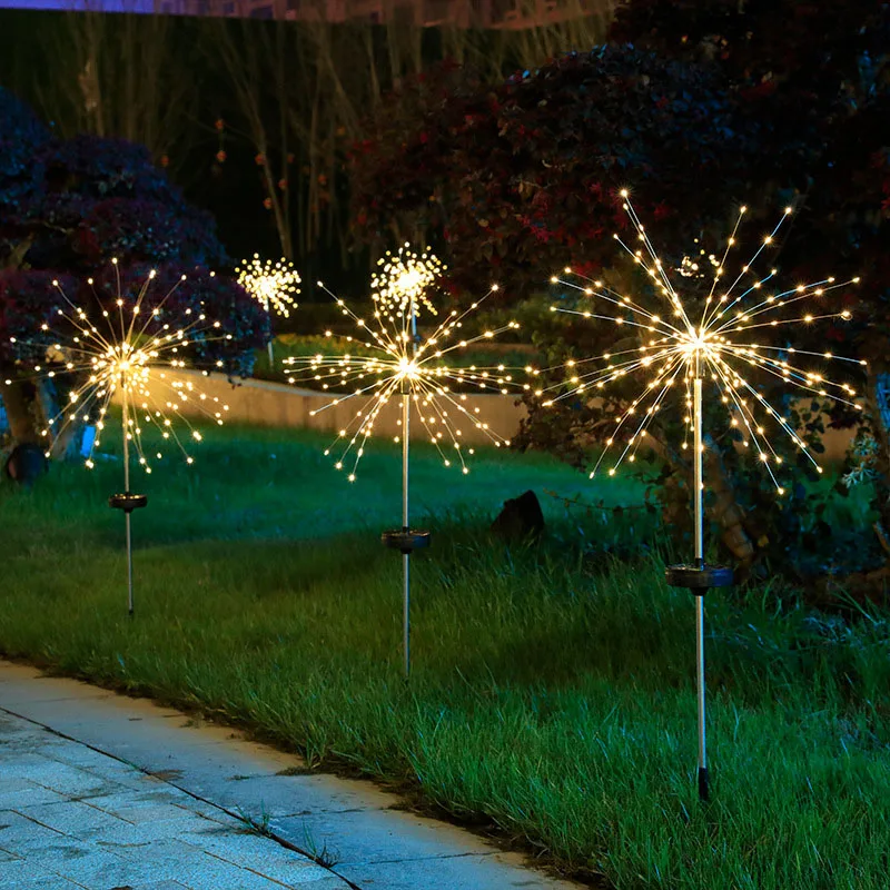 

NEW LED Solar Light Outdoor Grass Globe Dandelion Waterproof Flash String Lights Lawn Firework Lamp Garden Christmas Decor