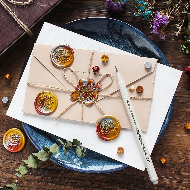 100 Pieces Retro Octagon Sealing Wax Beads for Wedding Vintage Craft Decor Card Making - XJ23, Wax Seal Stamp Tools image 5