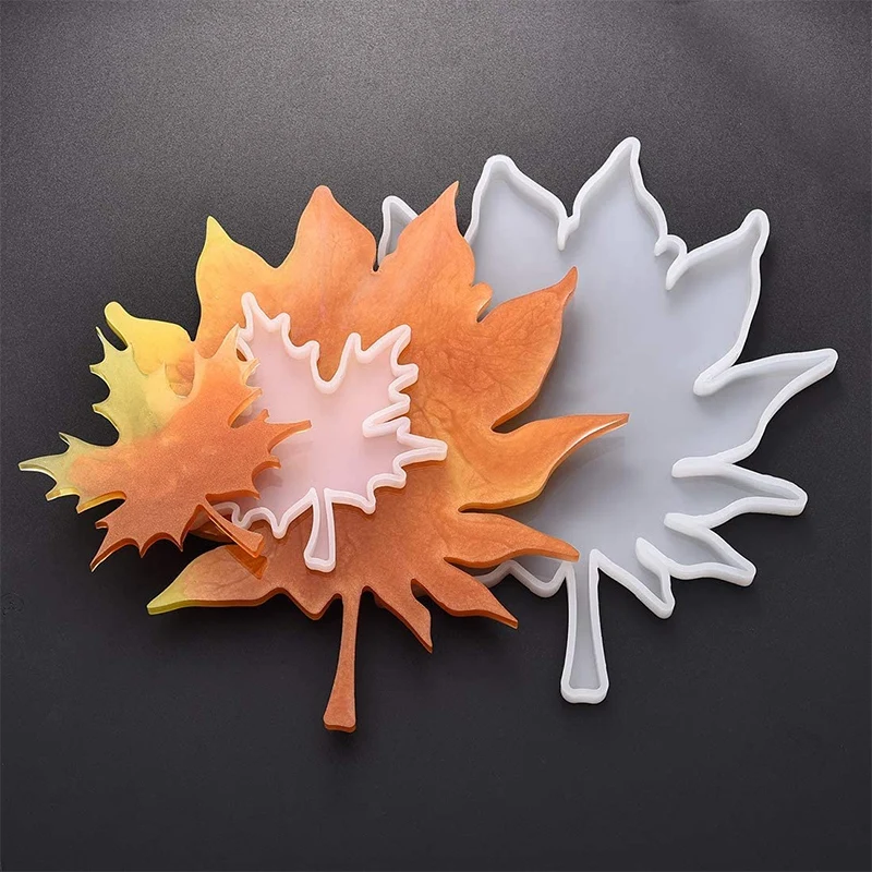 

4 Pack DIY Silicone Coaster Resin Molds, Maple Leaves Epoxy Resin Casting Molds with 2Pcs Silicone Measurement Cups