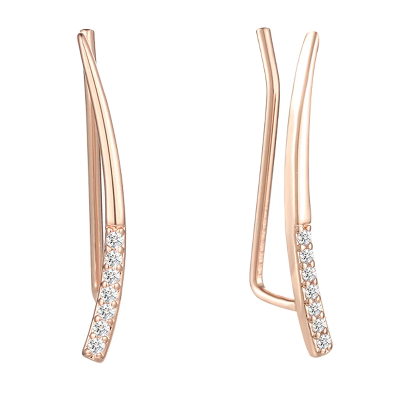 Женские серьги с кристаллами FJ Новый светильник 585 пробы розовое золото |