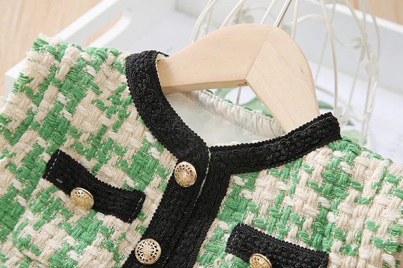 2019 г. Комплект одежды для маленьких девочек вязаный жилет + юбка костюм