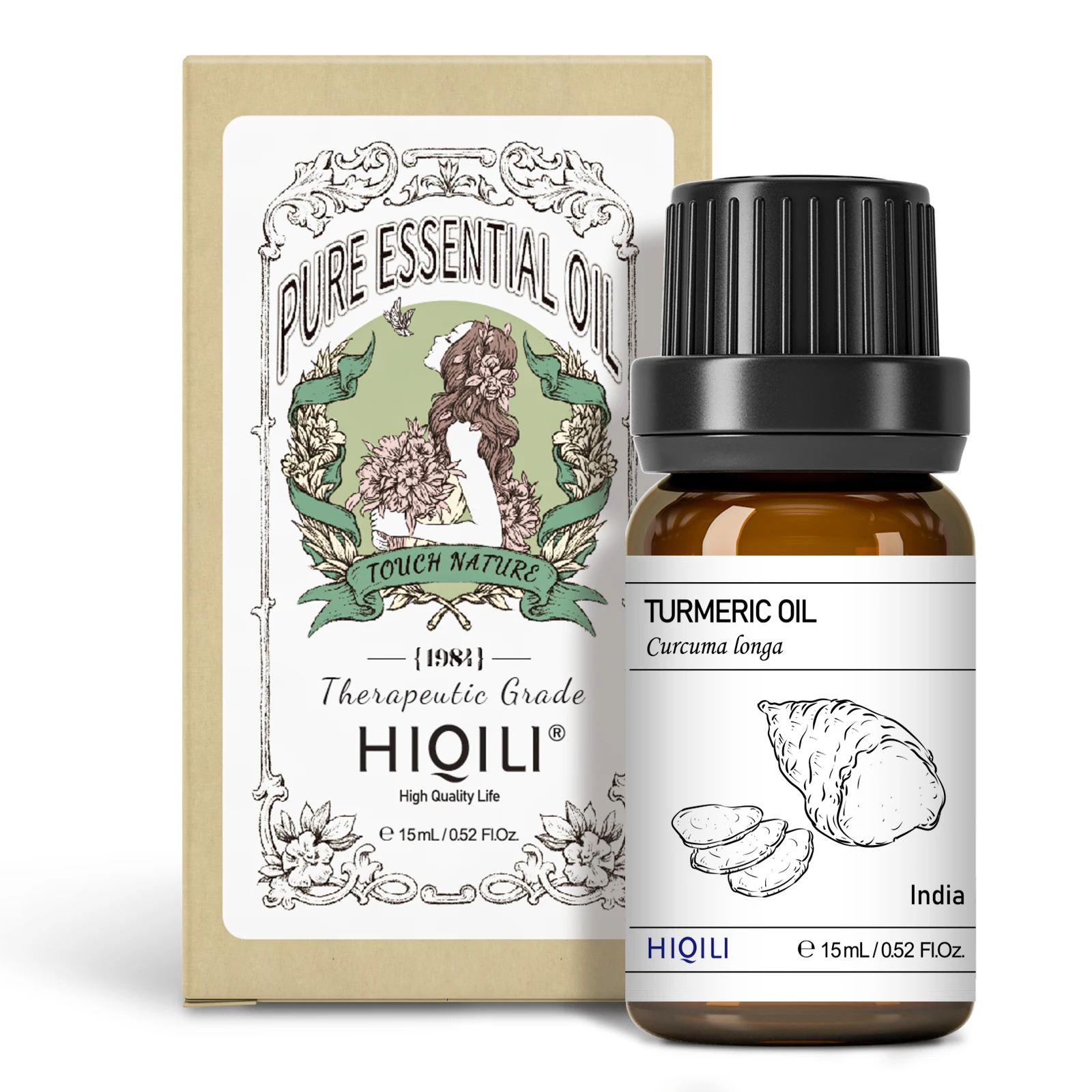 

Эфирные масла куркумы HIQILI, 100% чистые, неразбавленные, Терапевтический класс для ароматерапии, местное использование-15 мл