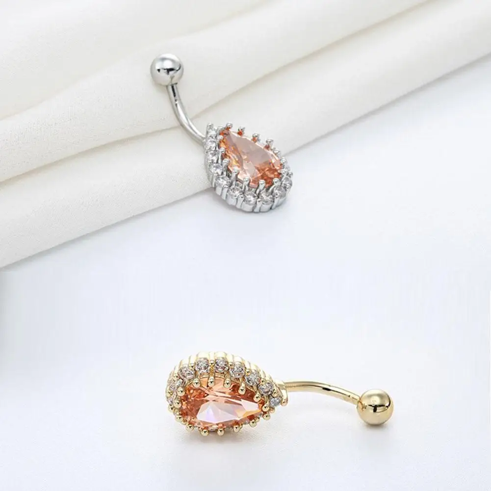 

Women Water Drop Rhinestone Barbell Belly Button Navel Ring Piercing Jewelry