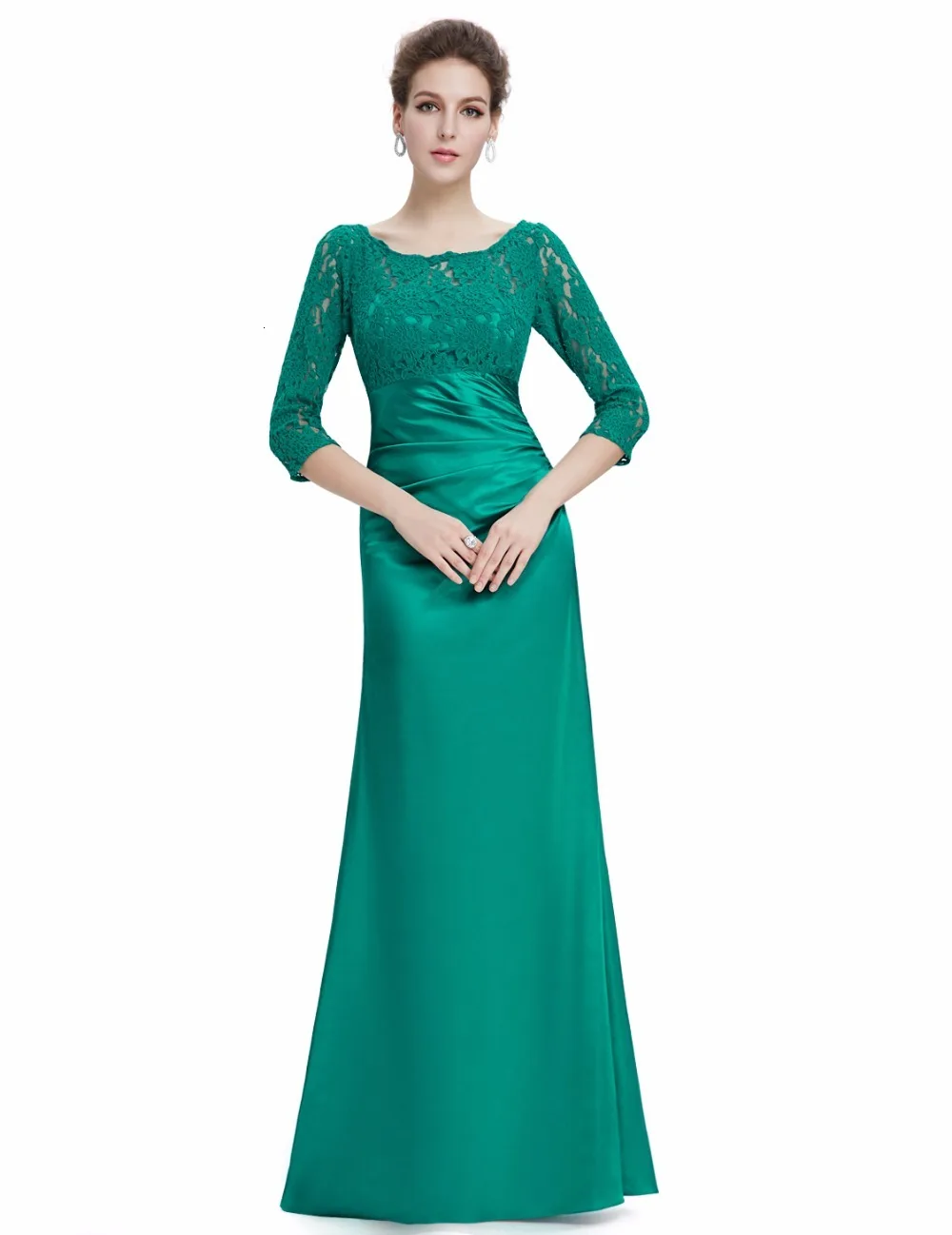 Robe De Soiree Ever Pretty женские элегантные вечерние платья винтажные атласные кружевные вечерние платья с рукавом три четверти
