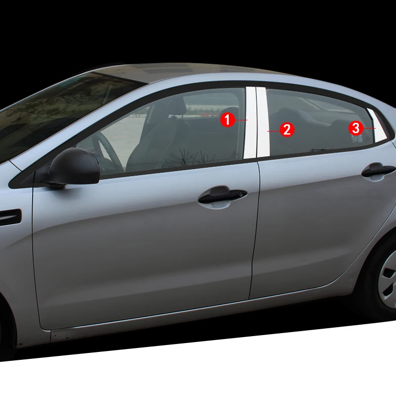 Lsrtw2017 нержавеющая сталь окна автомобиля планки украшения для kia rio 2012 2013 k2 pride - Название цвета: 6 pcs trims sedan1