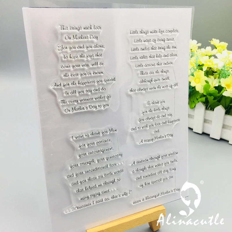 Прозрачные штампы пожелания на день матери альбом для скрапбукинга и открыток