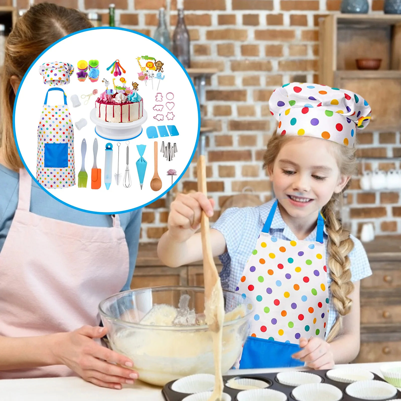 

New Cake Decorating Supplies Kit with Apron Chef Hat Baking Supplies Adjustable Machine Washable durable Safe Material Best Gift