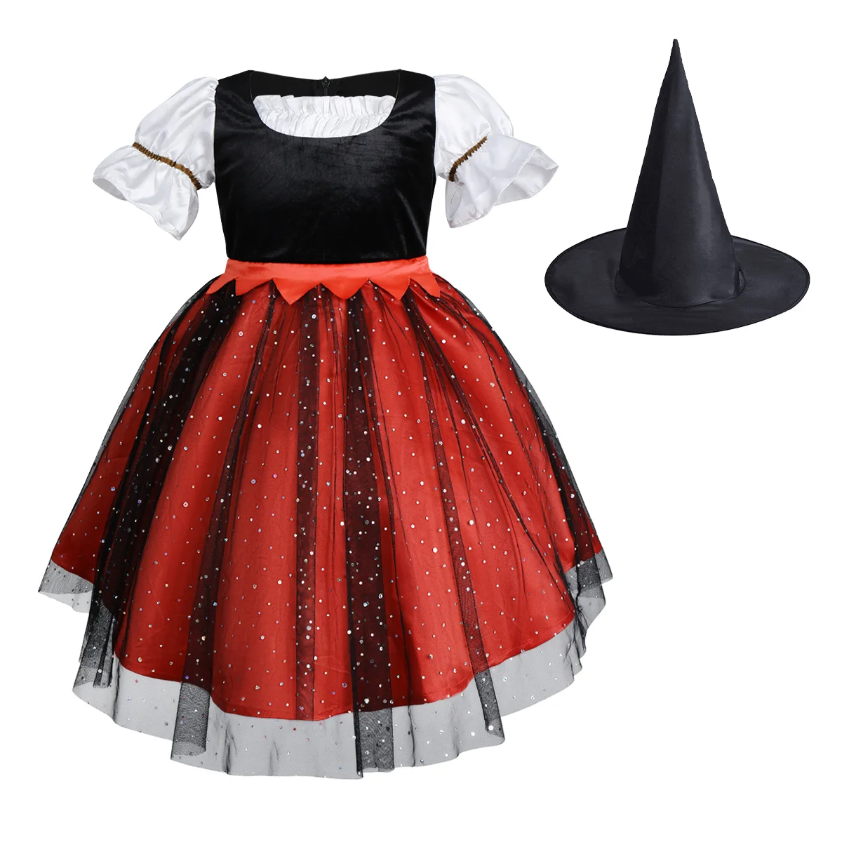 Halloween Costume Girls Witch Cosplay Photography Props Princess Dress with Hat Cute Kids Party Outfit | Детская одежда и обувь