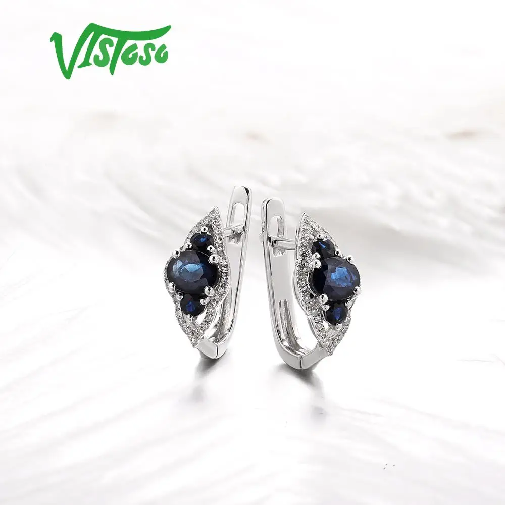 Женские Золотые сережки с сапфирами VISTOSO розовое золото 14 к 585 пробы со