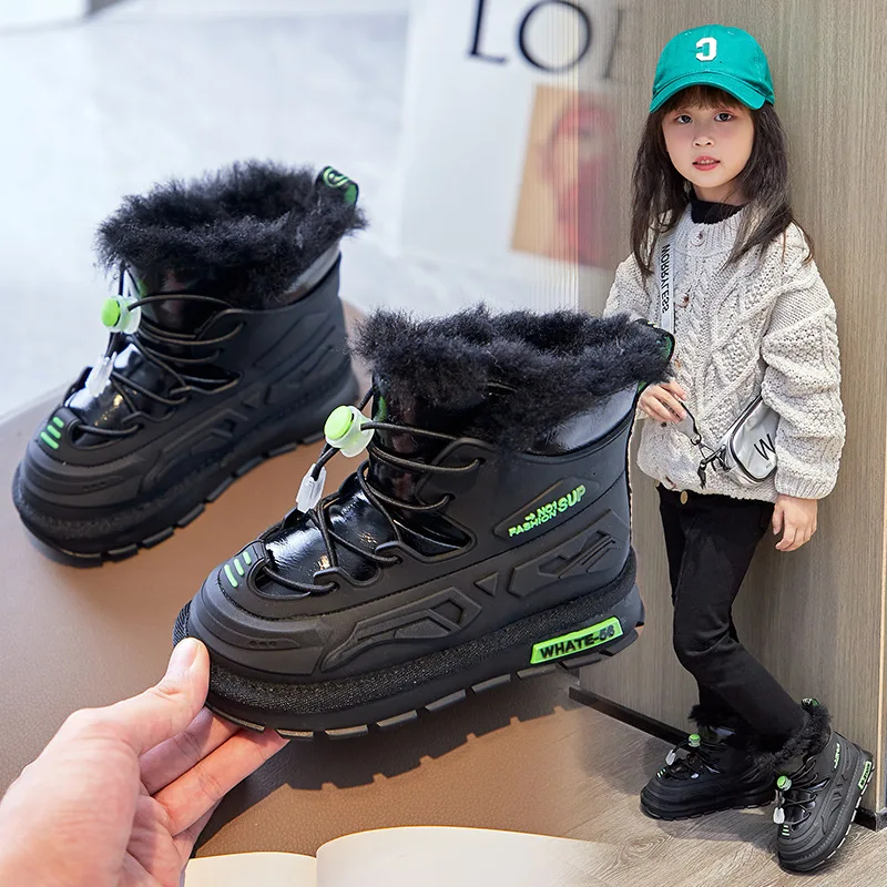 

Children Snow Boots Cotton Shoes Fashion Waterproof Baby Shoes Winter Plus Velvet Thick Warm Cotton Shoes Toddler Girl Boots