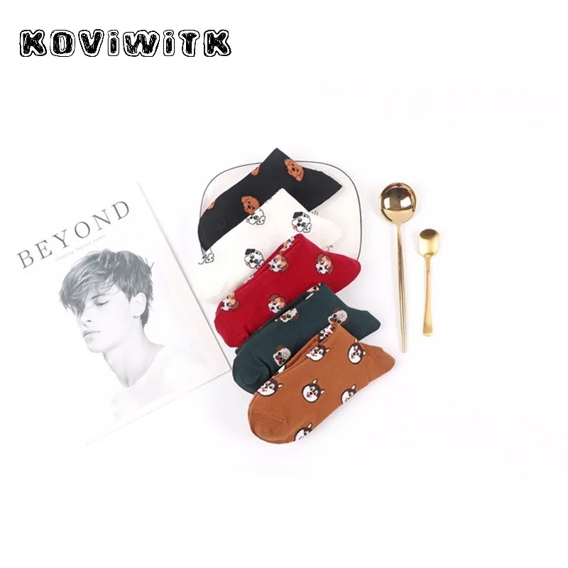 Носки женские зимние с принтом собаки хлопок рисунком пуделя далматинца