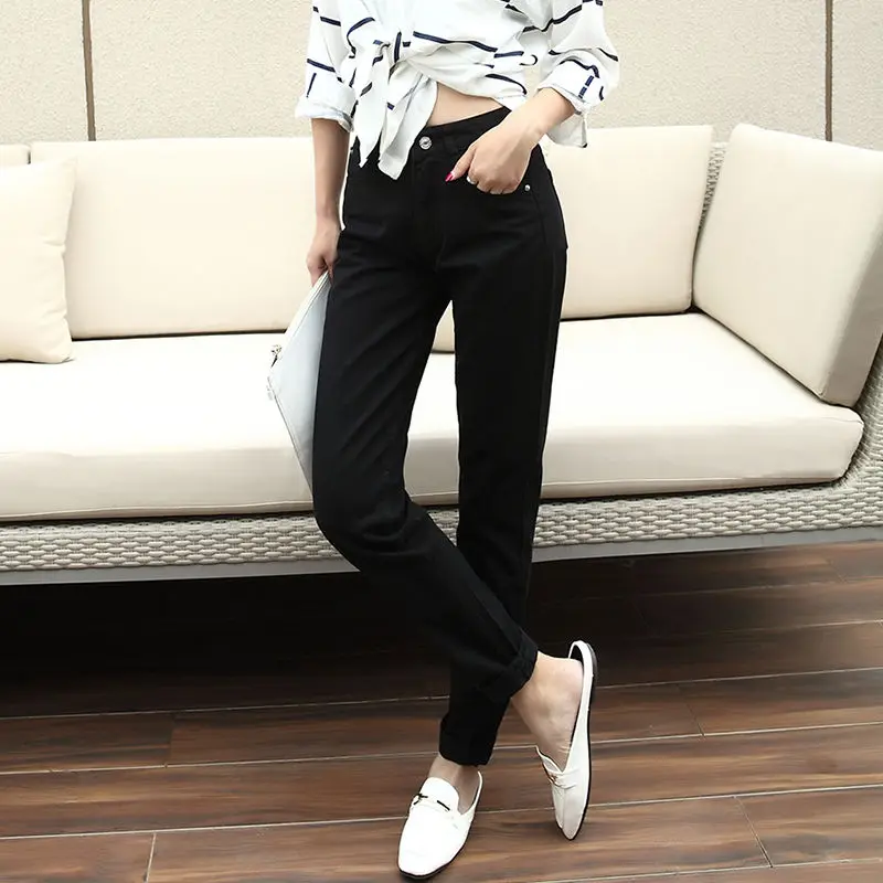 Белые летние женские джинсы классные брюки-бойфренды черные длинные | Женская