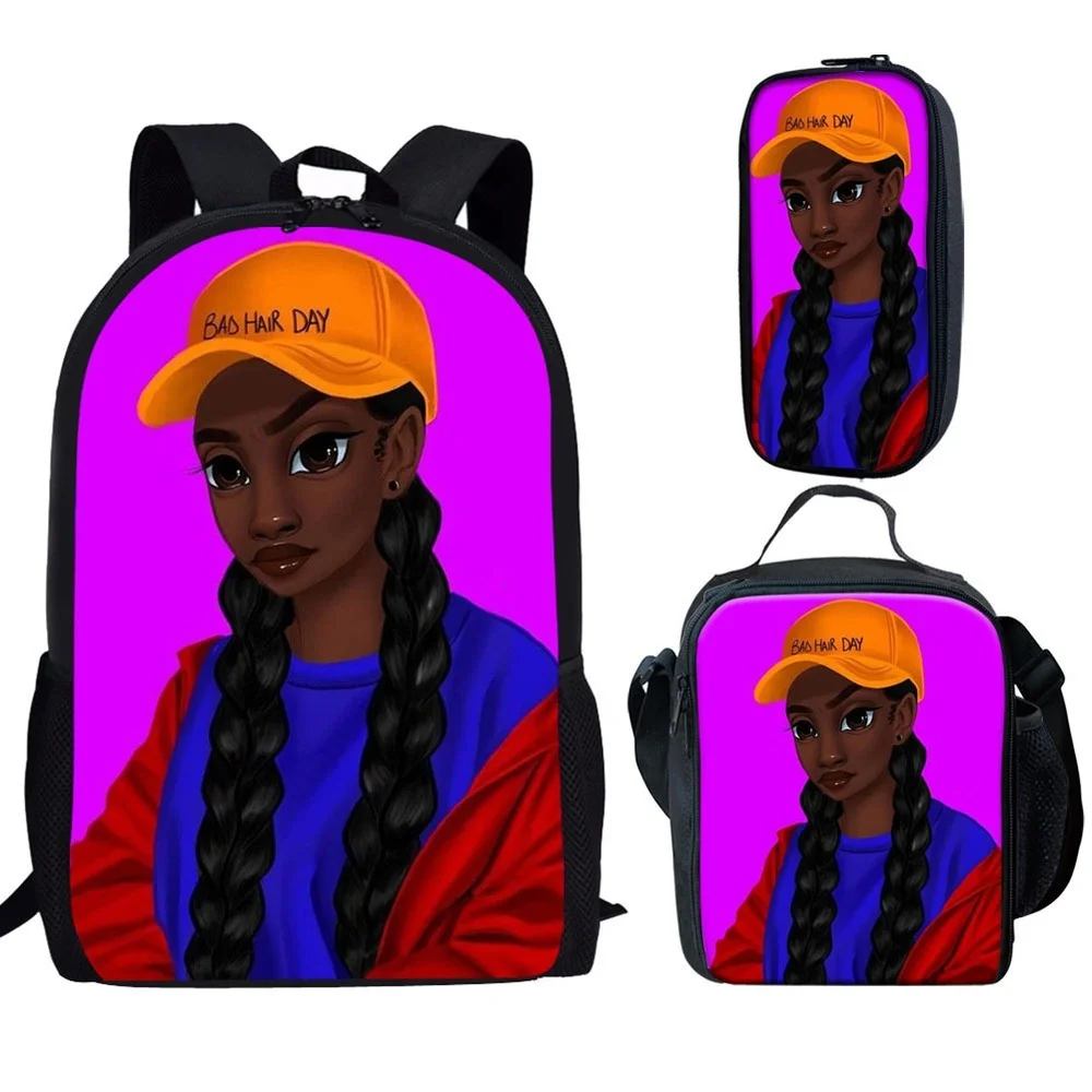 Новинка 2021, милый рюкзак для африканской девушки, сумка для учеников, сумка для еды, школьный рюкзак из трех предметов, Модный женский рюкзак...