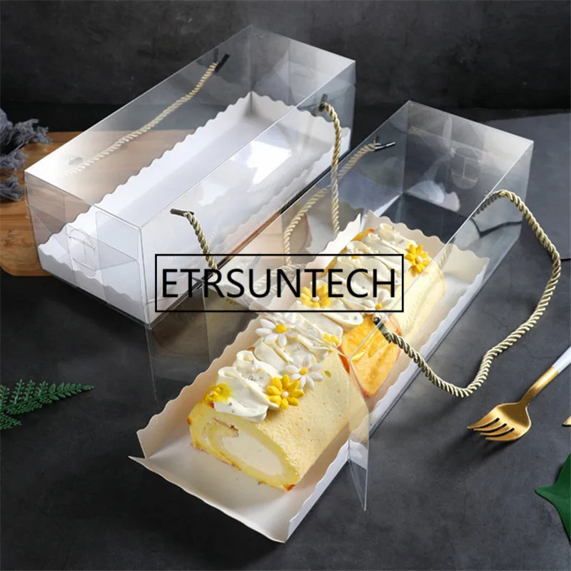 

100 шт. прозрачная прямоугольная коробка для торта с длинной ручкой кекс и печенья