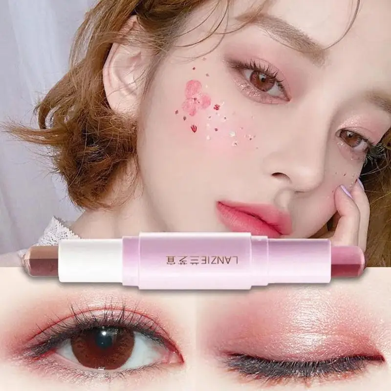 

Pearlescent Lazy Eyeshadow Glitter Double Headed Eyeshadow Eyeliner Pen Shimmer Pencil Stick Color Two Eye Waterproof Eyesh K0G1