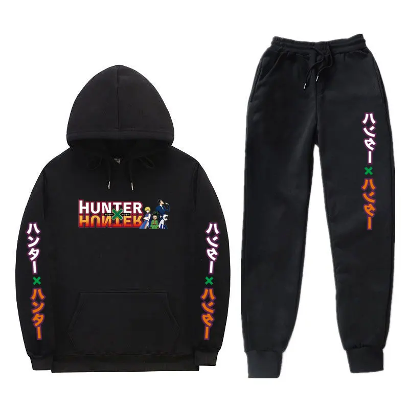 

Autumn Winter Anime Hunter X Hunter Hisoka Sweatshirt Sets Men/Women Warm Fleece Hoodies+Sweatpants Suits Hip Hop Pullover