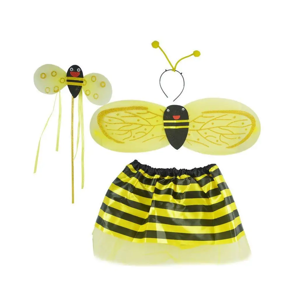 

4Pcs Festival Party Dance Performance Costume Cute Girls Cosplay Costume With Wings Headband Skirt Yellow