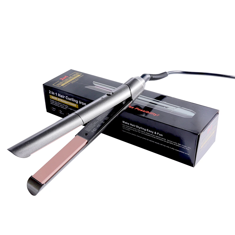 

2 go Professional Hair Straightener Curler Fast Warm-up Thermal Performance Professional Tourmaline Wet and dry can be used