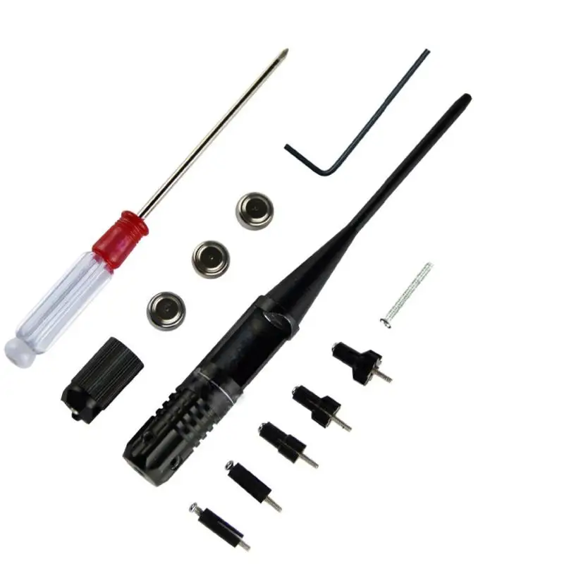 

Adjustable Red Laser Bore Sighter Set Handguns Scope Collimator Kit For Any .22 To .50 Caliber Adapters Rifles With Box