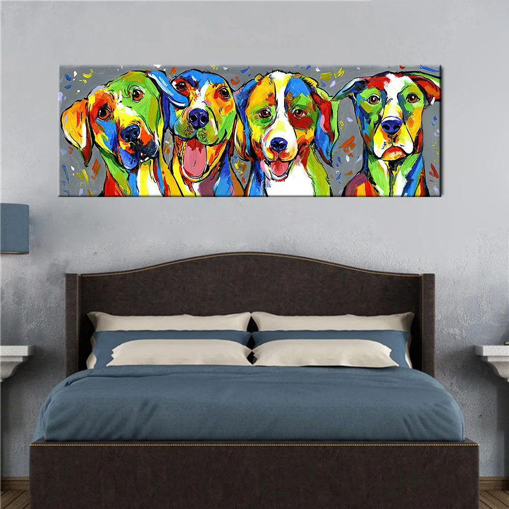 

Animals Graffiti Art Four Dogs Canvas Prints Paintings Street Art Wall Pictures for Kid Room Posters and Prints Home Wall Decor