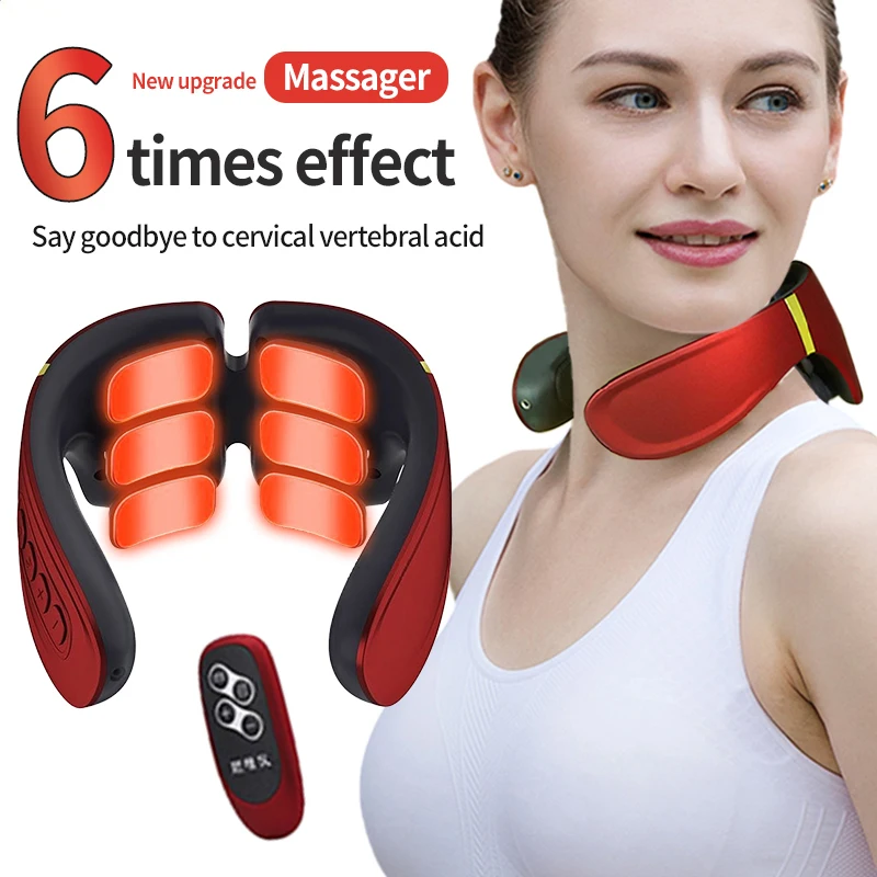 

Massager For Neck 6 heads Electric Cervical Massager Kneading Hot Compress Pulse Neck Shoulder Back Relaxation Tool Health Care