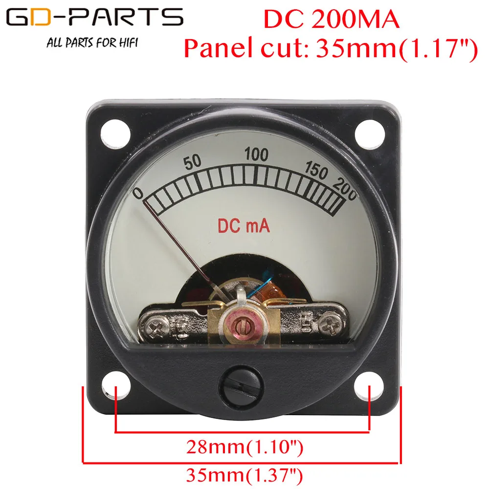 DC200MA 35 мм DC100mA DC200mA 500UA VU Панель метр амперметр с 12 В теплый задний светильник для Винтаж 300B KT88 EL34 211 845 ламповый усилитель DIY - Цвет: DC200MA