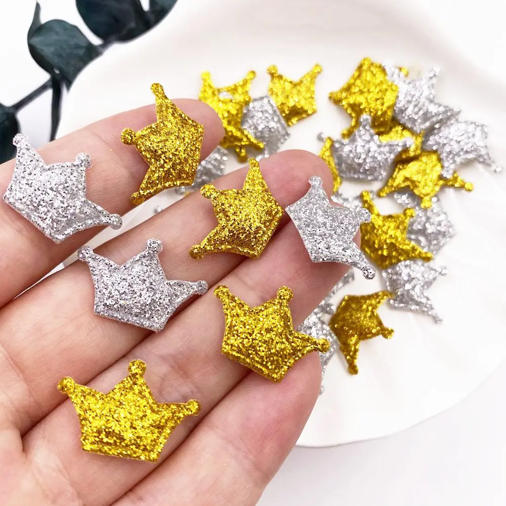 

Glitter Bepowder Cloth Padded Lovely Mini Crown Patchs Wedding Appliques DIY Bow Handicraft Making Accessories Craft XE60