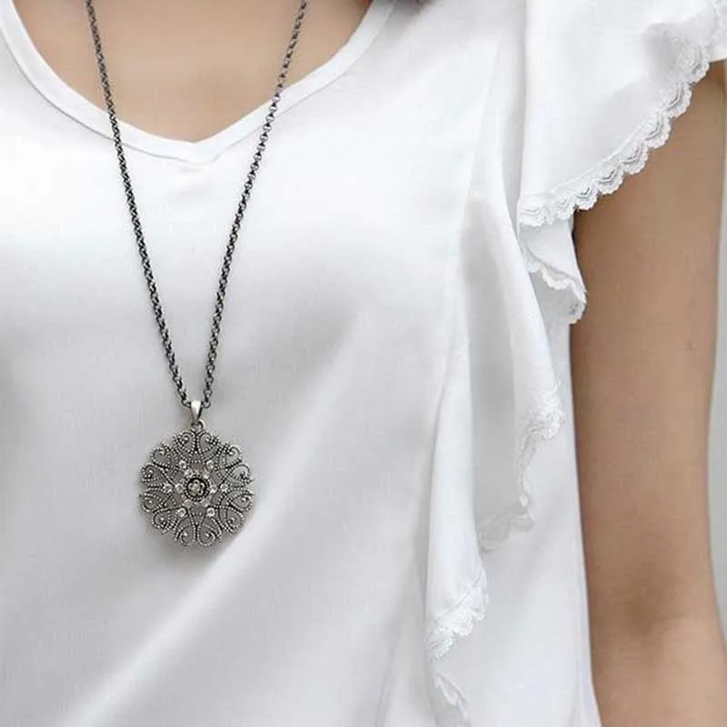 Женское многослойное ожерелье с подвеской в виде диска | Украшения и аксессуары