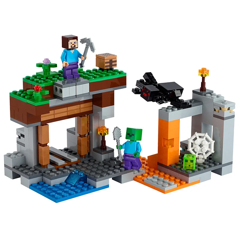 

Stock My World Creative The Abandoned Mine Model Bricks Set Compatible 21166 with Figures Building Blocks Toys for Kids Gifts