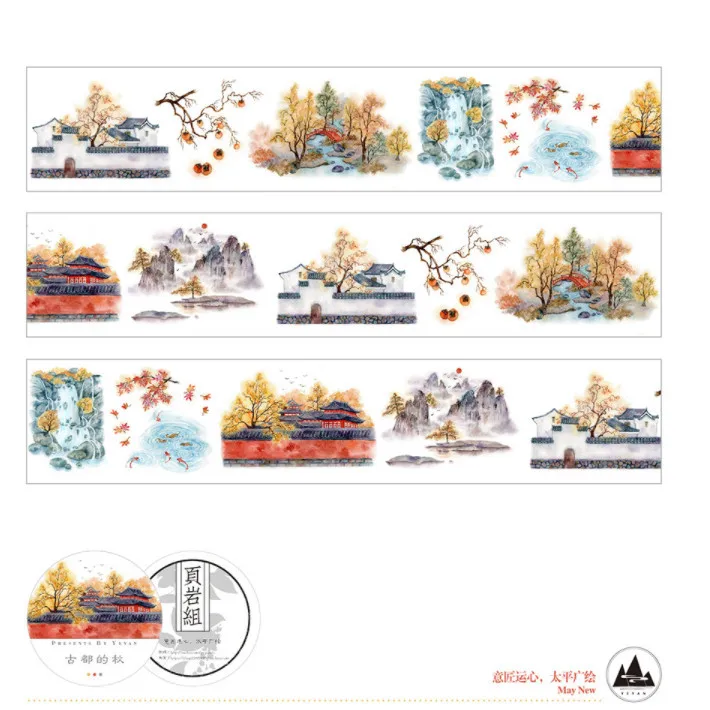 

6.5cmx7M Autumn Chinese Style Scenery Masking Tape Ancient Capital