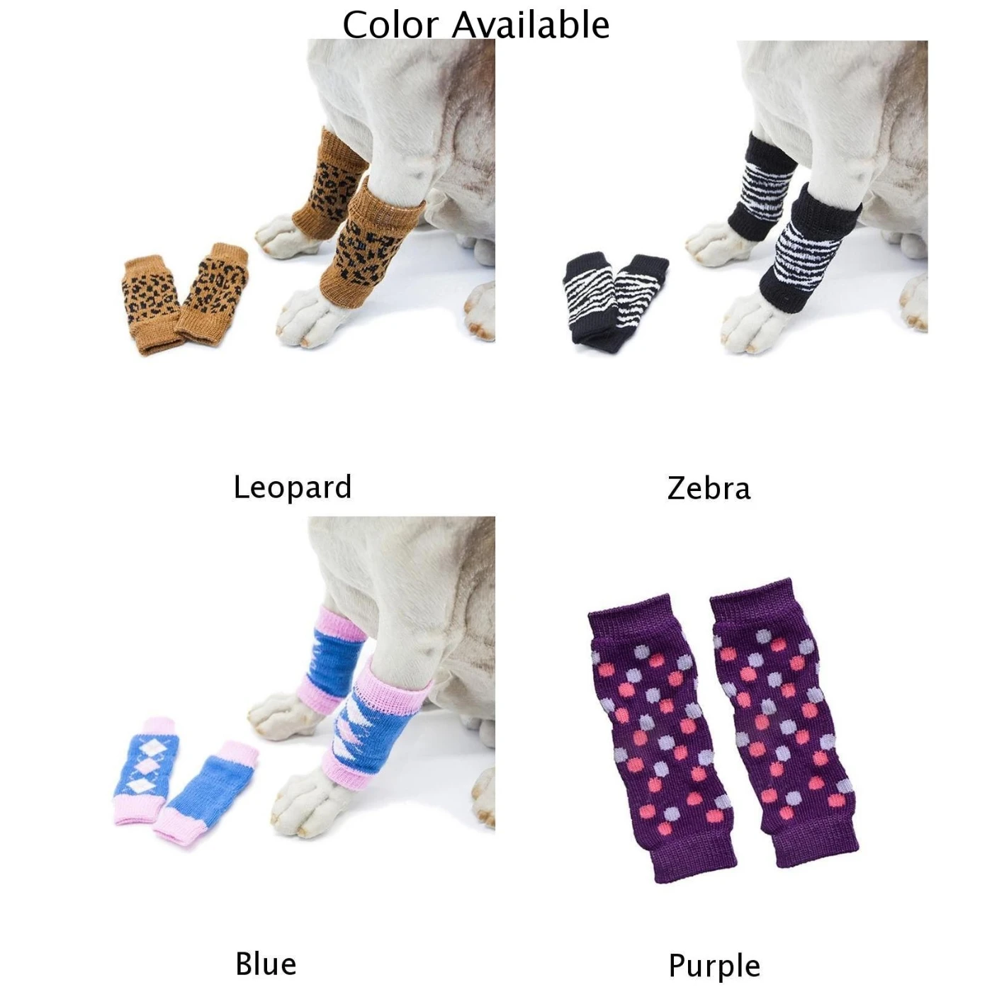 Теплые носки для питомцев 4 стиля зимние собак гетры с леопардовым рисунком зебры