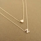 Двухслойное ожерелье с алфавитом в форме сердца, изысканное ожерелье A -Z с подвесками в виде букв 26, цепочки для женщин, ювелирные изделия, подарок на день рождения