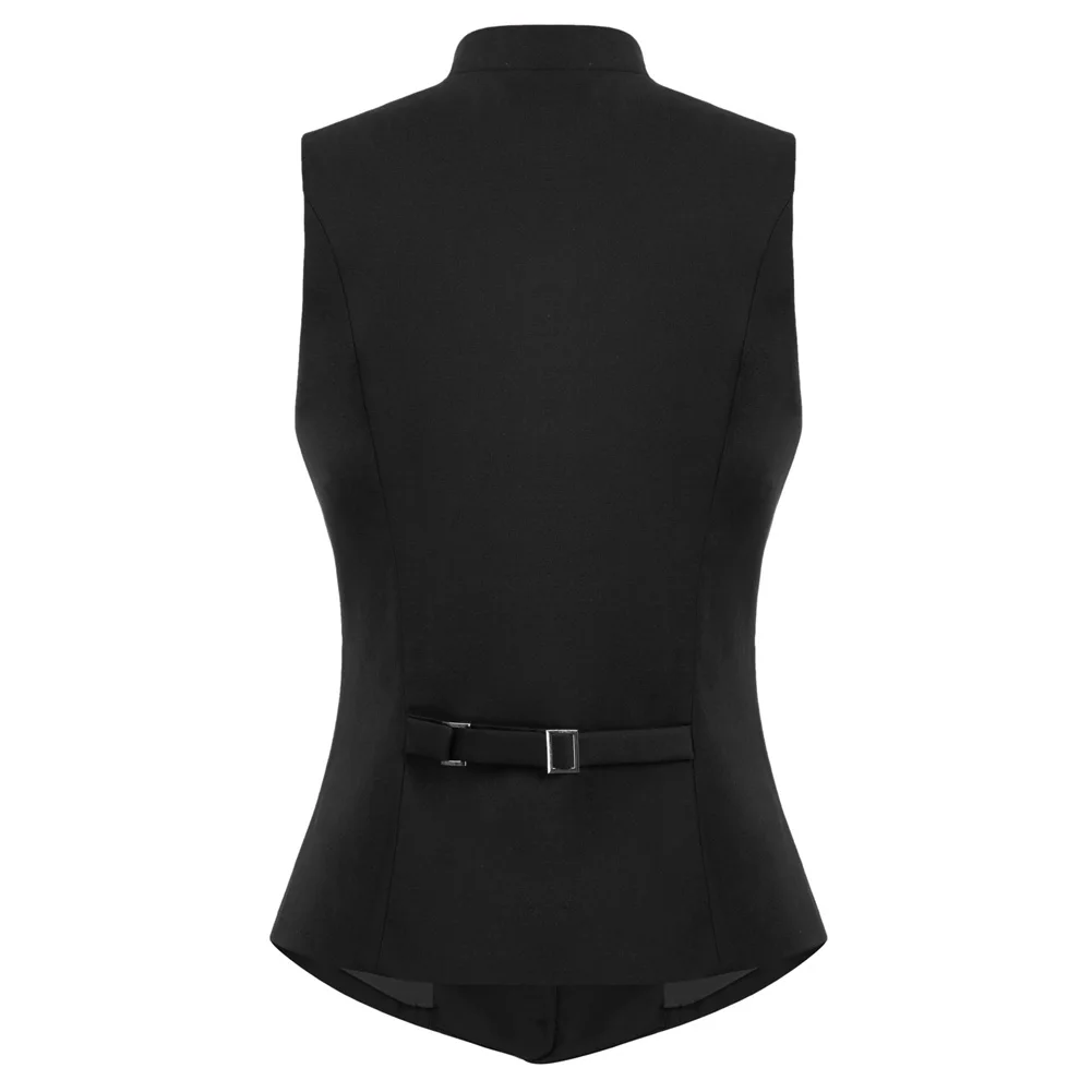 Женский жилет с U-образным вырезом однобортный без рукавов воротником-стойкой