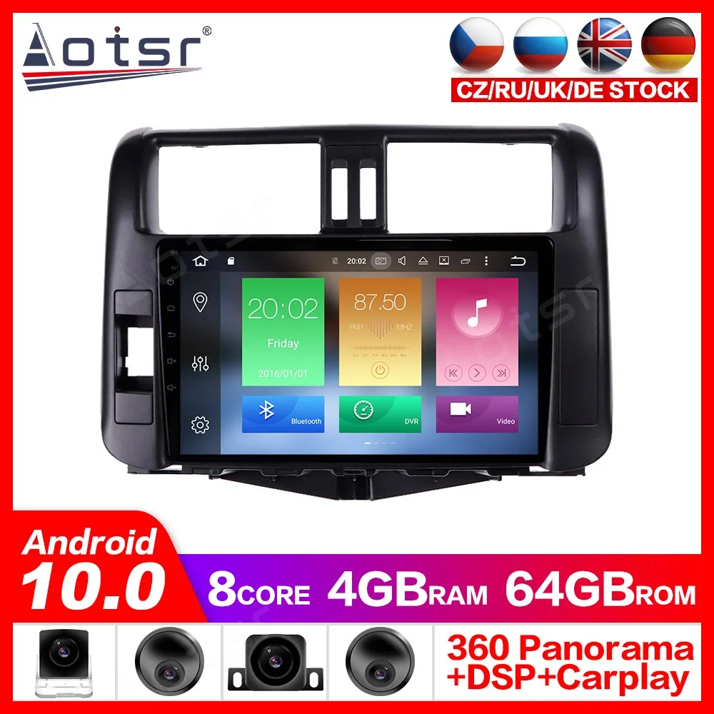 Android 10 0 GPS-навигатор радио DVD-плеер для Toyota Prado 2010-2013 видеоплеер стереоголовка